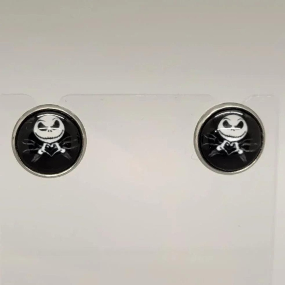 Jack Skellington Stud Earrings Stainless Steel Gothic Jewelry
